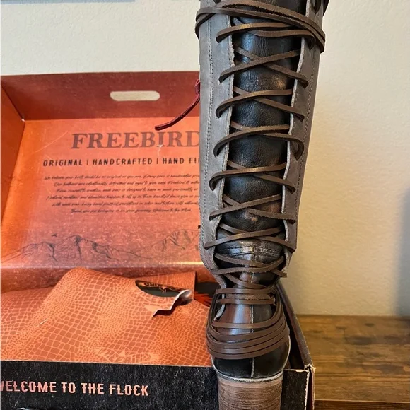 Freebird Coal Gray And Brown Boots 11 - Picture 3 of 13